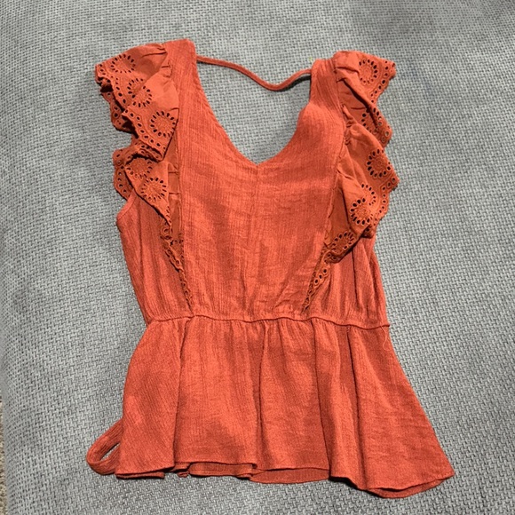 Rust Ruffle Wrap Top - Picture 2 of 2